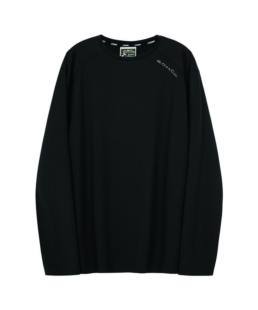 SOMEWHERE OUTSIDE HIKING COMPANY Topographic Logo Running Long Sleeve T-Shirt_Black