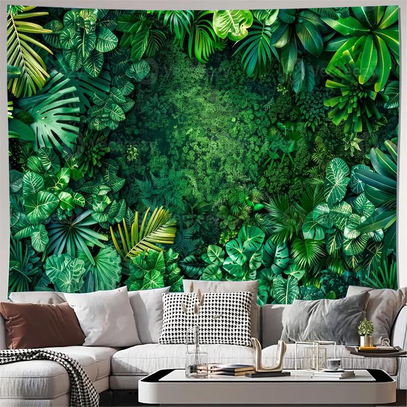 Greenery Wall Tapestry: Tropical Jungle Leaves Art for Living Room Decor Boho Style Woven Throw Blanket Multicolor Abstract Hang 100X150CM