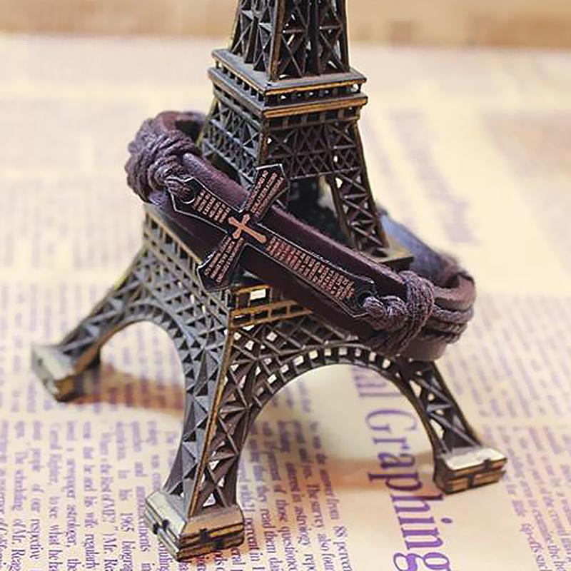 1 Pc Unisex Fashion Crossing Bracelet Jewelry Gift Luck Jewelry Leather Material Sizse Adjustable AVE