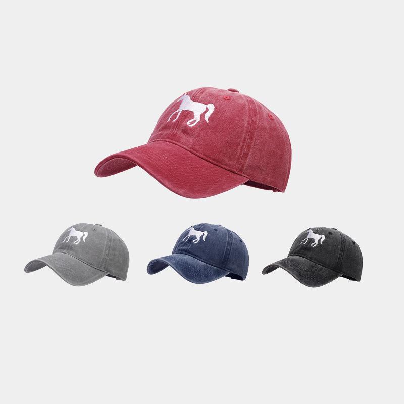 New Luxury Horse Embroidery PVC Adjustable Sun Hat for Unisex Casual Outdoor Fashion