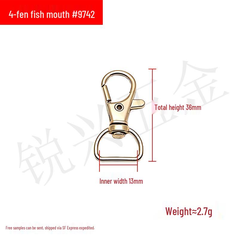 Zinc Alloy Fish Mouth Buckle for Dog Luggage, Shoulder Straps, Keychains, and Webbing.