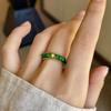 Vintage and small green round beads natural chalcedony rings for women new in Chinese style elastic rope ring  gift