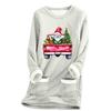 Ladies' Loose And Comfortable Round Neck Christmas Print Thick With Pockets Long Sleeved Top