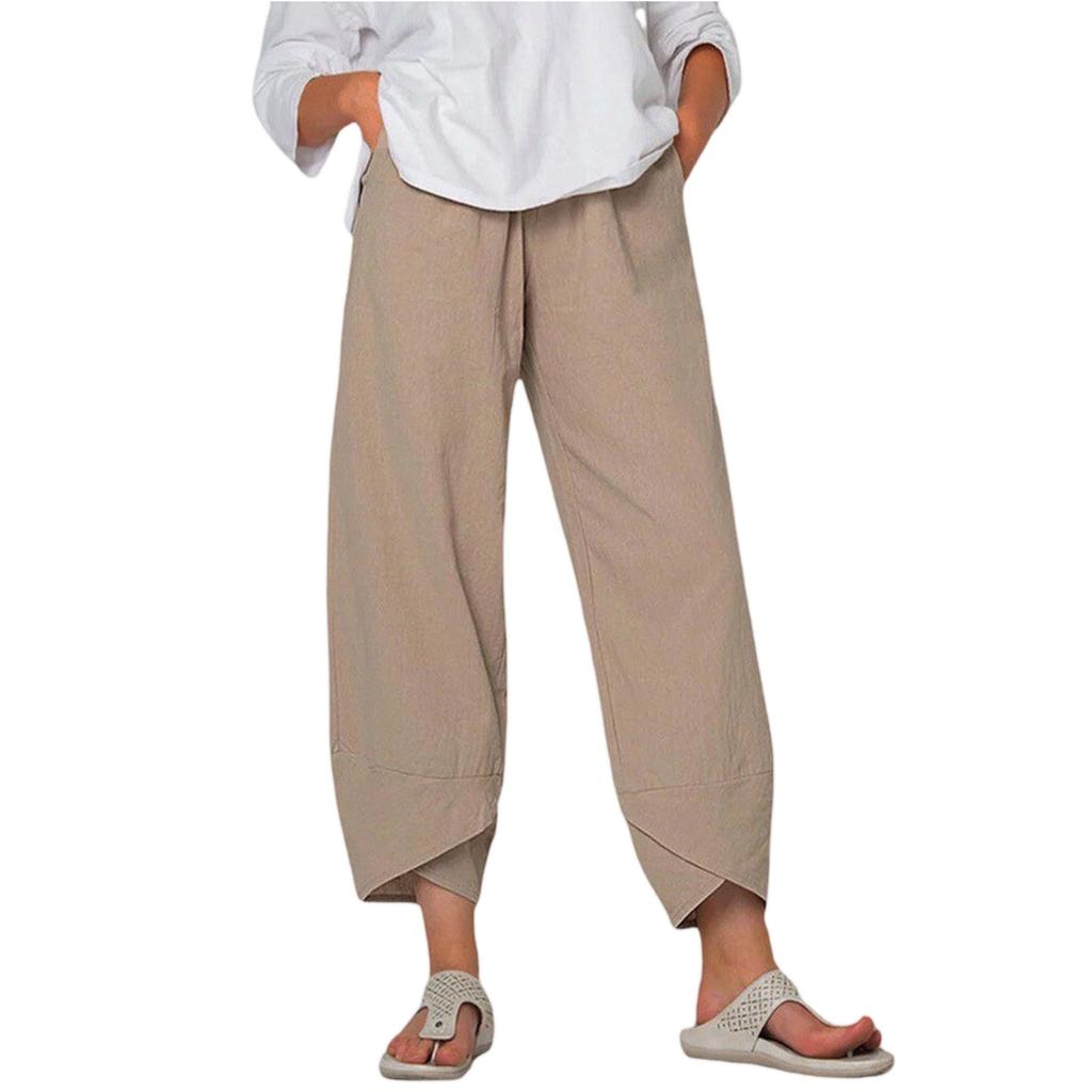 Women's Cotton And Linen Wide-leg Pants High Waist Loose Casual -length Pants