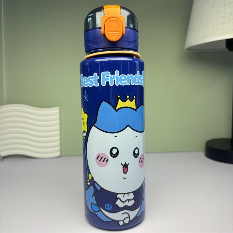 

750ml Cute Cartoon Water Bottle with Cartoon sticker Leakproof Plastic Cup Portable for Outdoor Travel School Camping 0.75L синій