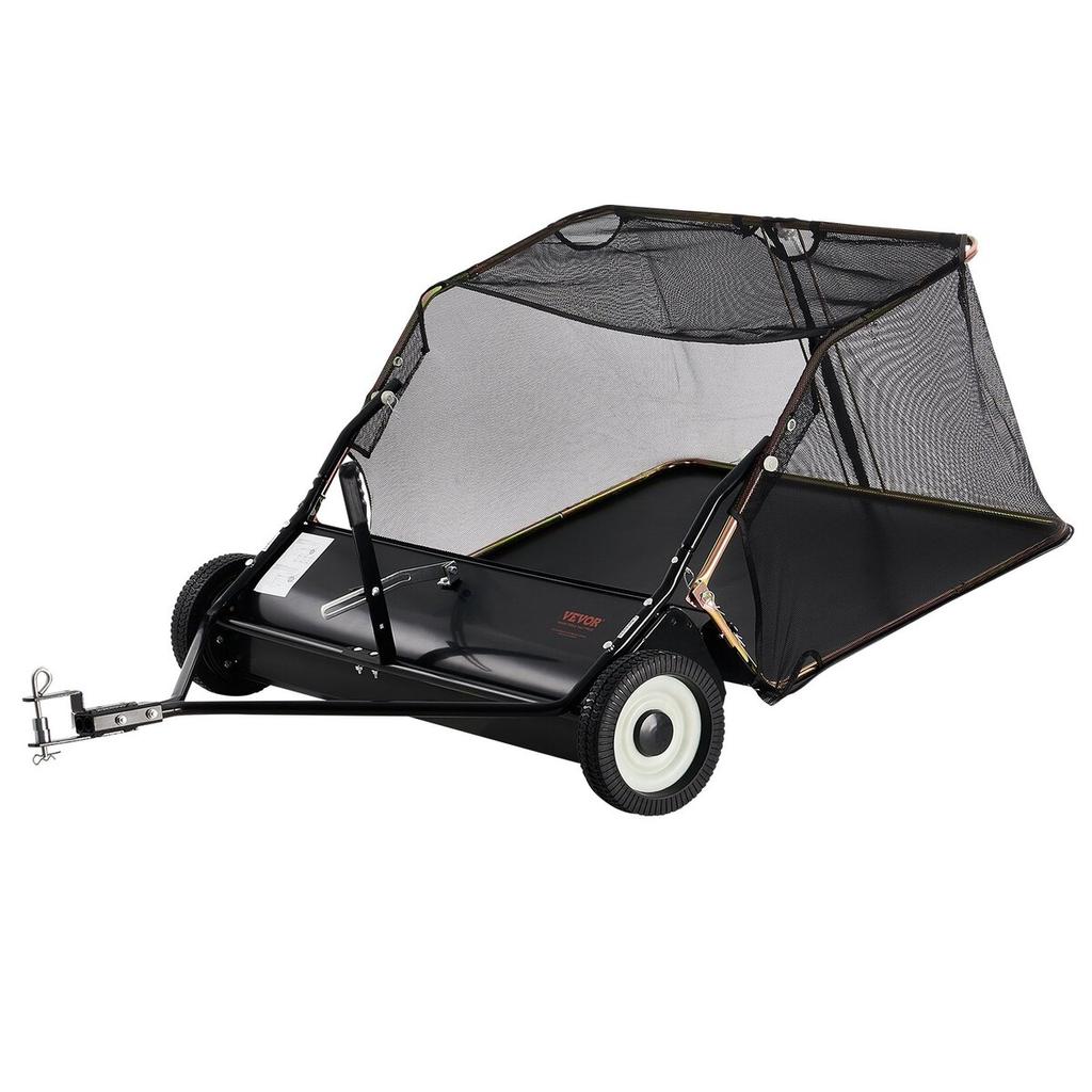 Tow-Behind Lawn Sweeper 42-inch Leaf Yard Collector 12 Cu.ft. Adjustable