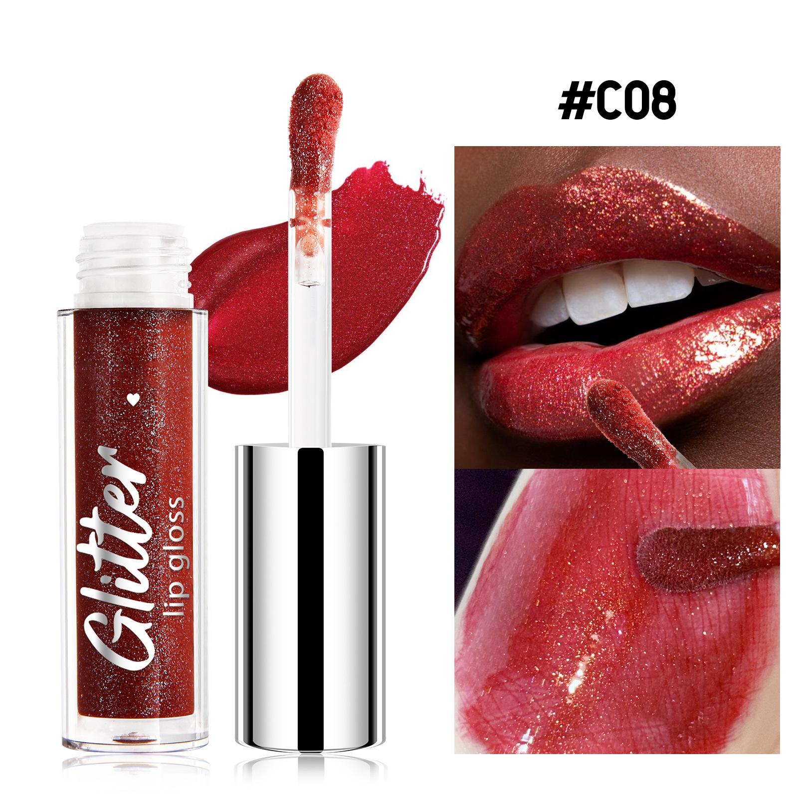 

Shimmer Liquid Lipstick with Glitter, Waterproof & Long Lasting - Pigmented Lip Gloss for Daily, Party, Holiday Makeup One Size