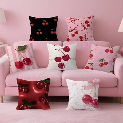 Red Cherry Fruit Creative Personalized Pillow Cover Kids Bedroom Wild Party Decor Pillowcase Kid Birthday Shower Gift