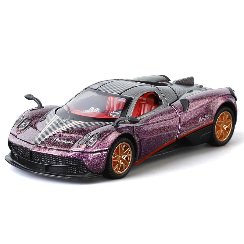 

1/32 Pagani Huayra BC Supercar Alloy Metal Diecast Model Car Library Static Sound & Light Ornaments Birthday Gift for Boyfriend фиолетовый