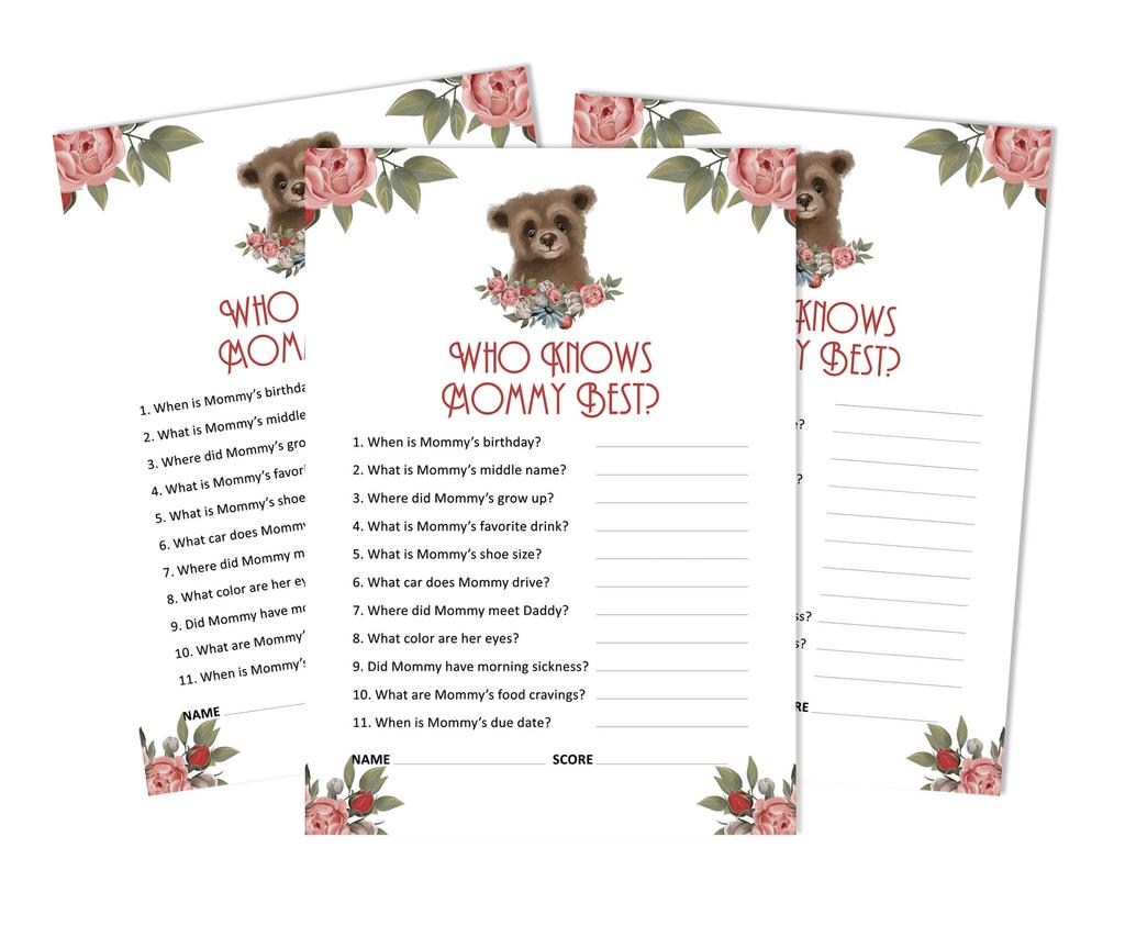 Inkdotpot Baby Shower Game Set Of 50 BabyA  AlphabetA  ABCA  Game Bear Jungle Animals Party