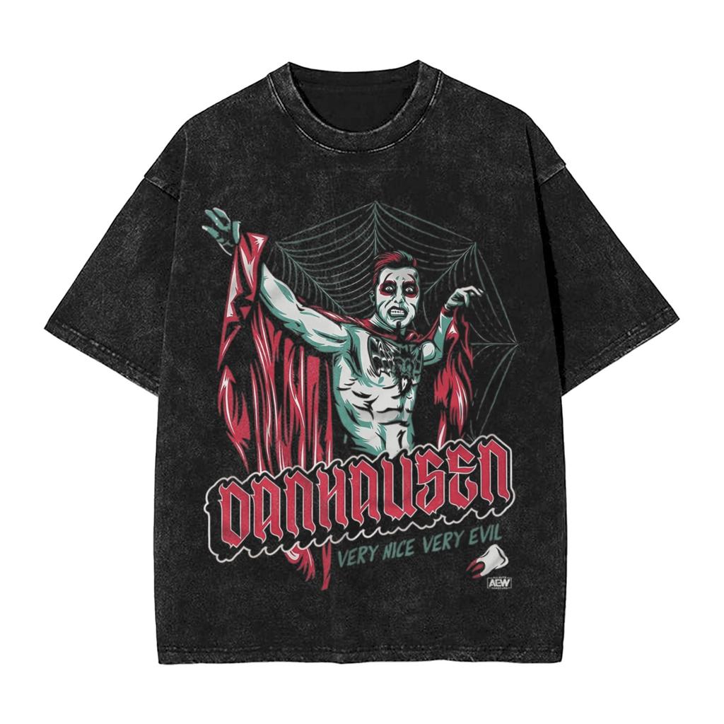 Washed T Shirts Danhausen Curses Meme Horror Hip Hop TShirts Oversize Streetwear Short Sleeve Summer Tops Tees Men Women