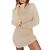Knitted Turtleneck Midi Bodycon Dress Autumn Winter Women Casual Long Sleeve Plus Size Dresses