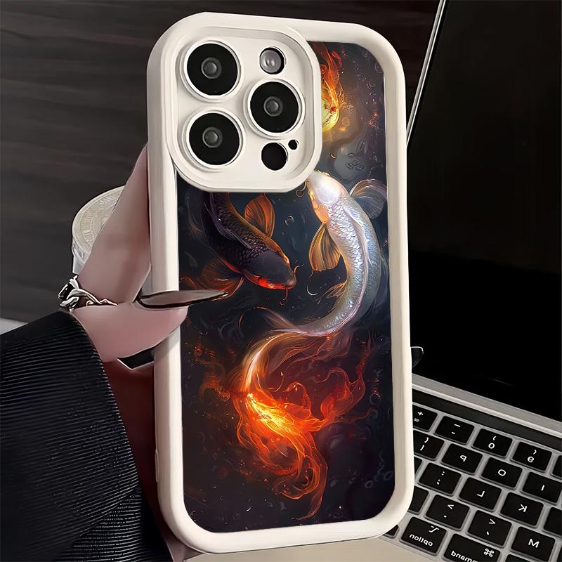 Phone Case for iPhone 17 Air 16E 15 16 Pro Max Golden Carp Lucky Koi Cover 14 Plus 13 12 Mini Soft Shell Silicone Fundas