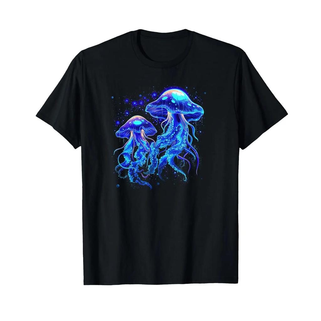 Biolumineszierende Leuchtende Quallen T-Shirt vintage gewaschen Grafik Weich Vielseitig Für Jeden Tag