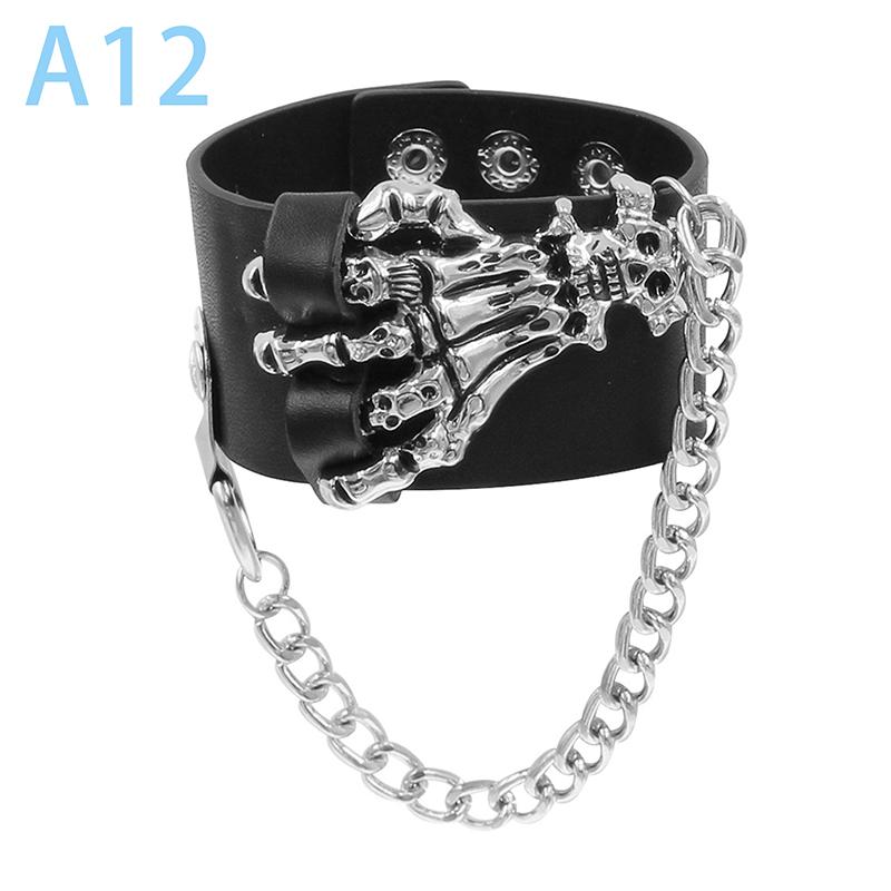 90S  Punk Style Bracelet Personality Pu Leather Three Rows Spikes Square Bracelets Bangle 2024 Party Jewelry Gift