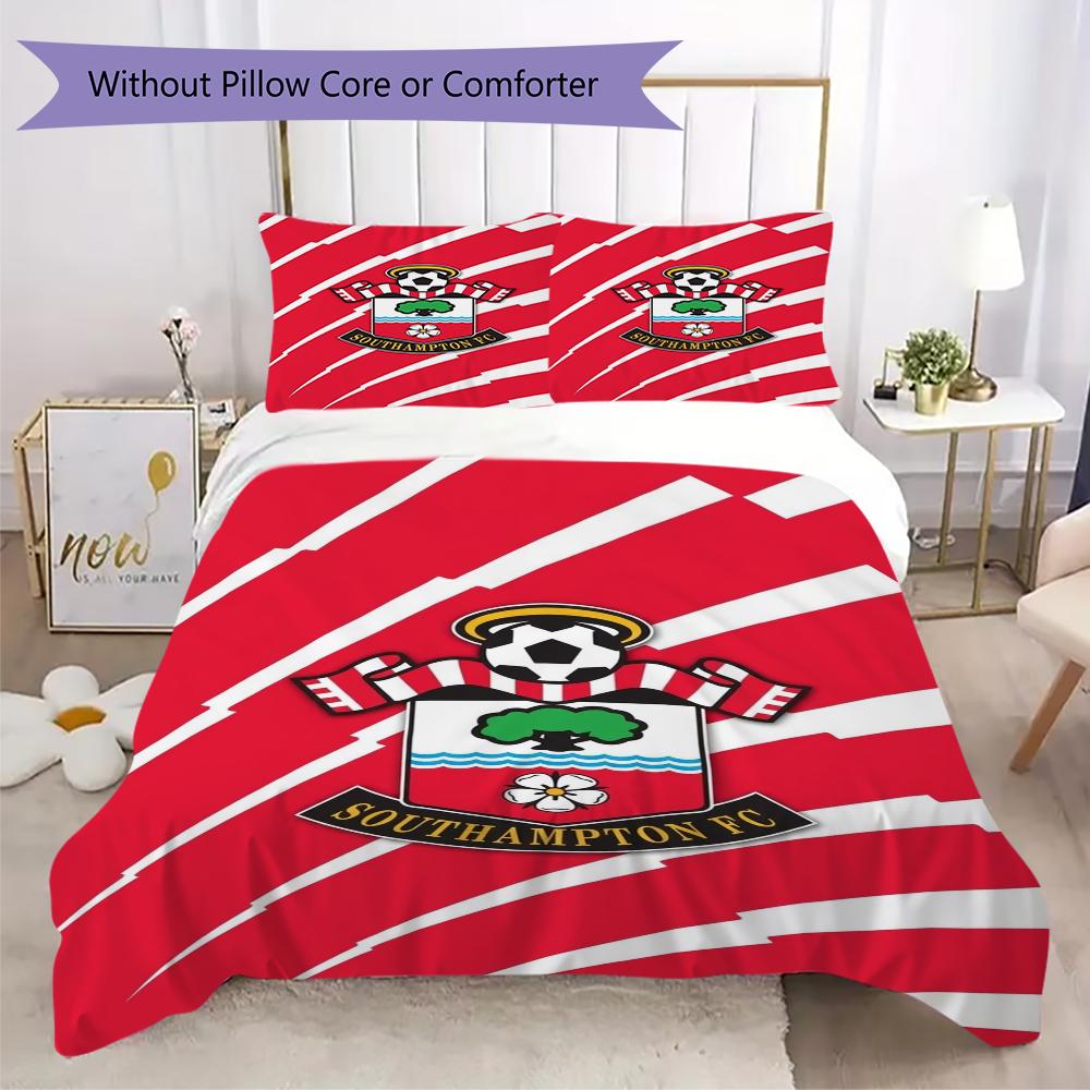 Southampton FC Muster Bettwäsche Steppdecken-Set Bettbezug Kissenbezug Heimdekoration Geburtstagsgeschenk (1 * Bettbezug + 2 * Kissenbezug ohne Füllung)