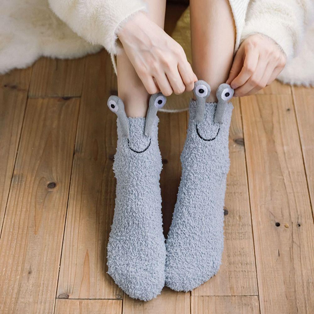 Mid-Calf Funny Tube Socks Cartoon Coral Fleece Socks Cute Furry Plush Sock  Gifts