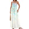 Women's Summer Casual Fashion Adjustable Suspenders Printed Long Dress