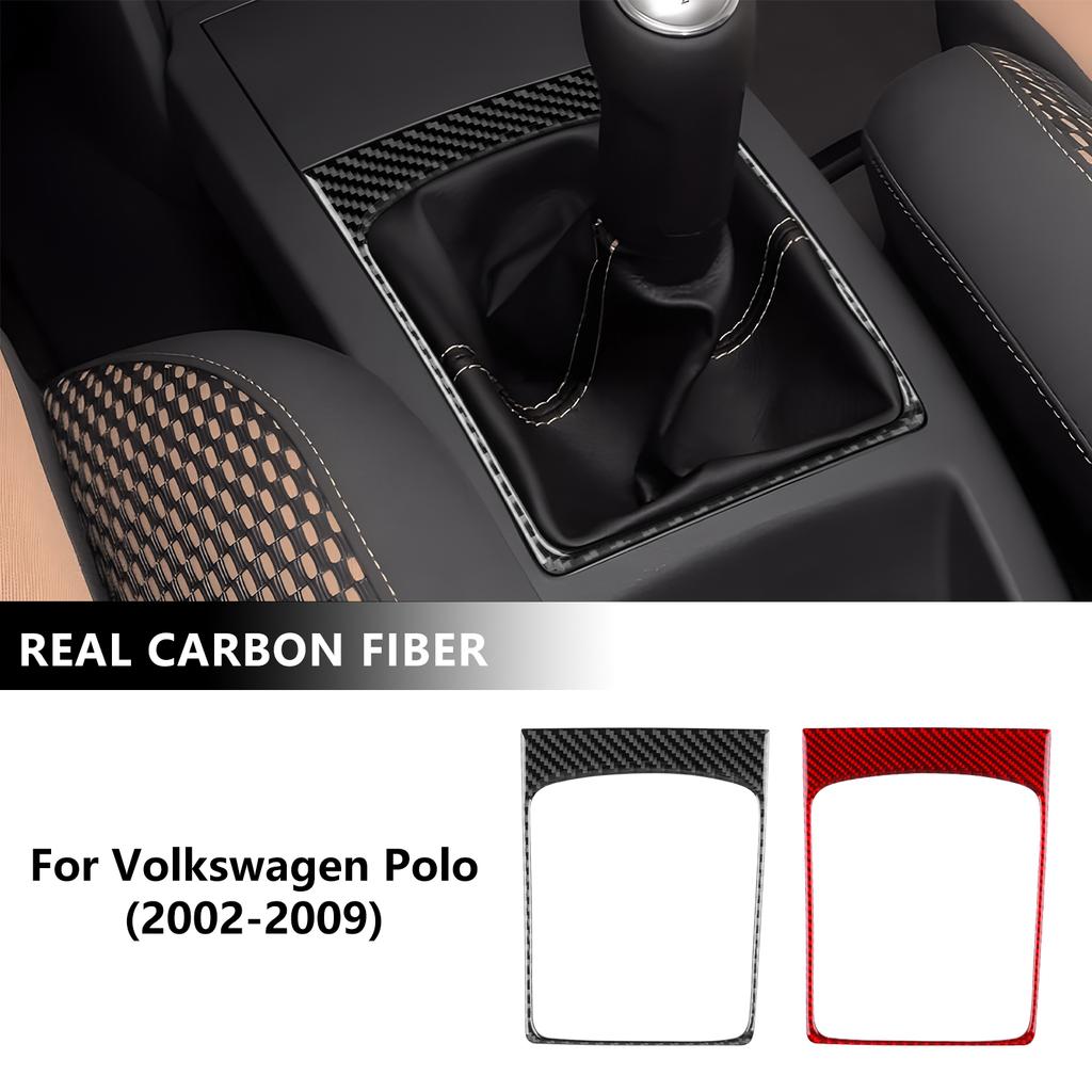 Real Soft Carbon Fiber Sticker For Volkswagen Polo 2002 2003 2004 2005 2006 2007 2008 2009 Car Manual Gear Shift Outer Frame