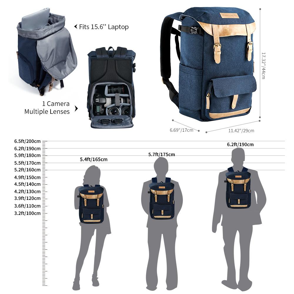 K&F CONCEPT Multi-Functional Camera Backpack Waterproof Camera Bag Large Capacity Camera Case with