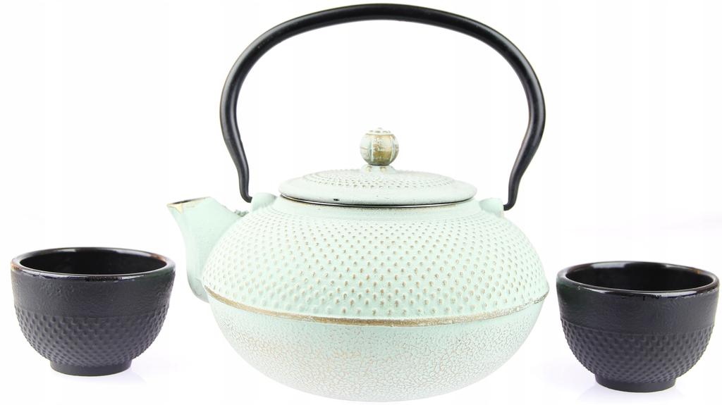 CAST IRON INFUSER 1.5L TEA TEAPOT SET 2x CUPS