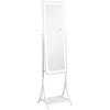 Free Standing Dressing Mirror with LED Lights, Full Length Mirror with 3 Temperature Colours and Storage Shelf