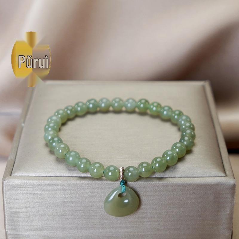Ice Blue Hetian Jade Bracelet for Women - Elegant Bead String Jewelry, 2024 New Style