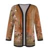 Damen Herbst und Winter Mode Lässig Bedruckte Langarm Mittellange Strickjacke