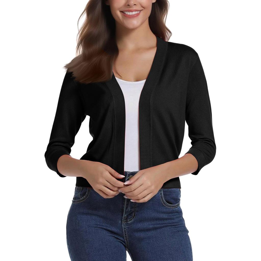 Women's Fashion Versatile Short Jacket Knitted Cardigan Colour Tops