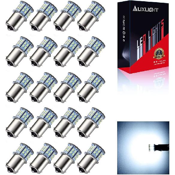 

AUXLIGHT 20 шт. 1156 1141 1003 7506 BA15S Светодиодные лампы для освещения салона фургона, Супер яркие 50SMD Замена для 12-вольтового фургона, кемпера, прицепа, лодки, багажника холодный белый