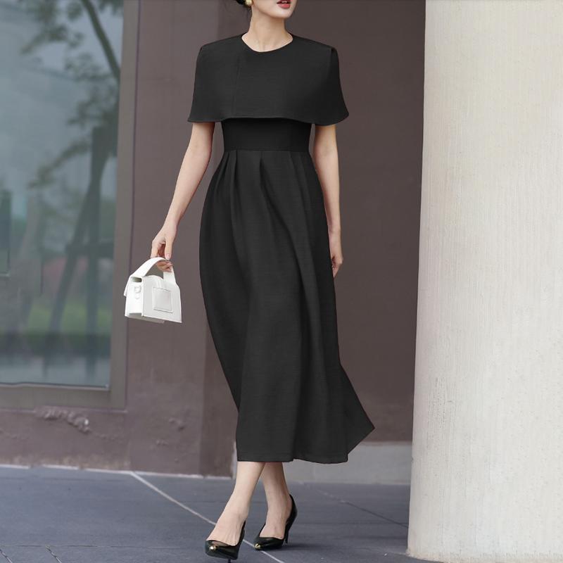 

ZANZEA Women Elegant Casual Round Neck Summer Short Sleeve Dresses 2XL чорний