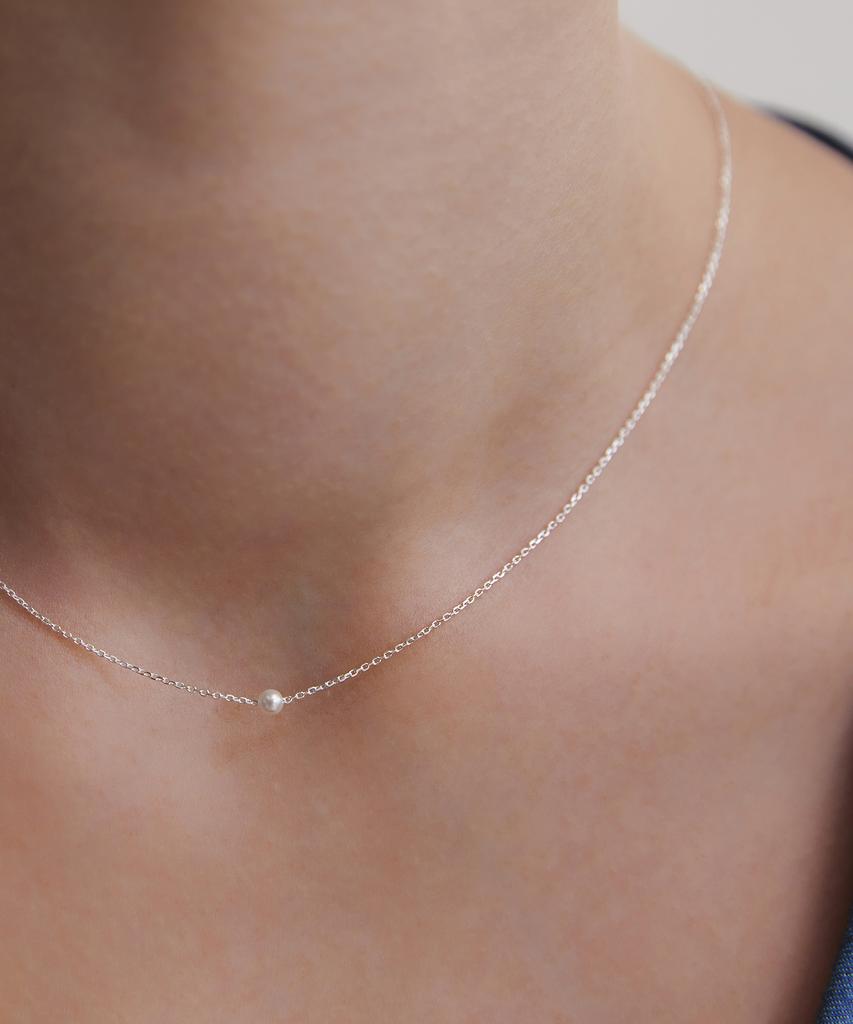 Tatiana (Silver 925) One-Point Pearl Chain Necklace Nz2151