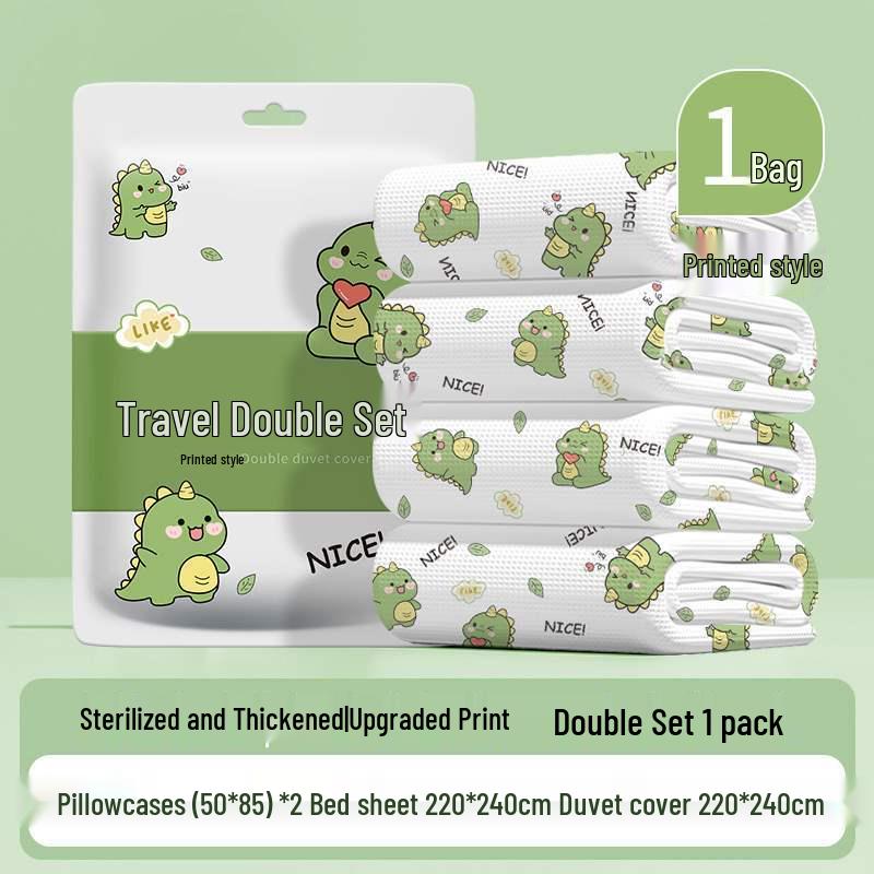 Sterilized Disposable Double Bedding Set: Includes Bed Sheets, Pillowcases, Duvet Covers, Fitted Sheets - Ideal for Travel and Hotels