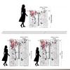 2PC Pink & Blue Rose Butterfly Sheer Curtains – HD Digital Print   Pocket Rod Top for Living Room & Bedroom – Home Decor Set