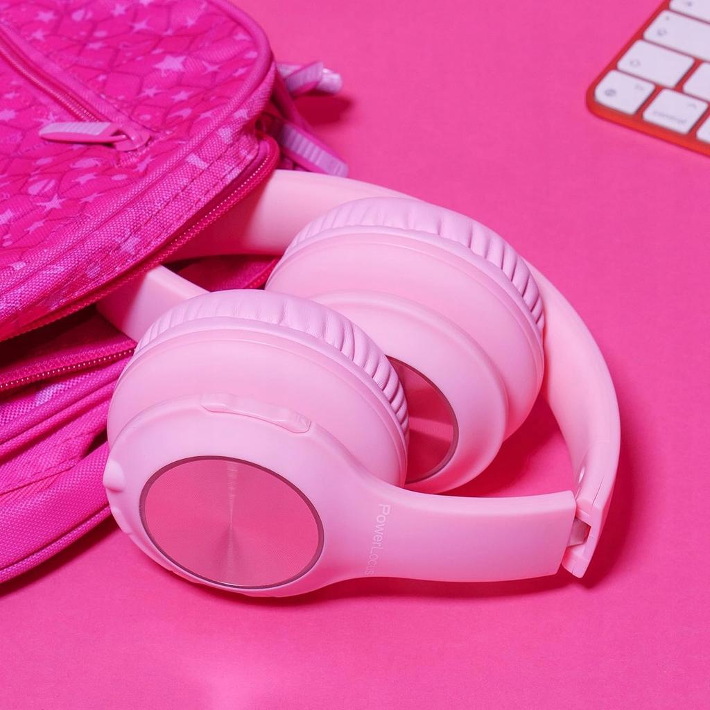 PowerLocus PLED Pink Wireless Bluetooth Headphones FOR KIDS with LED
