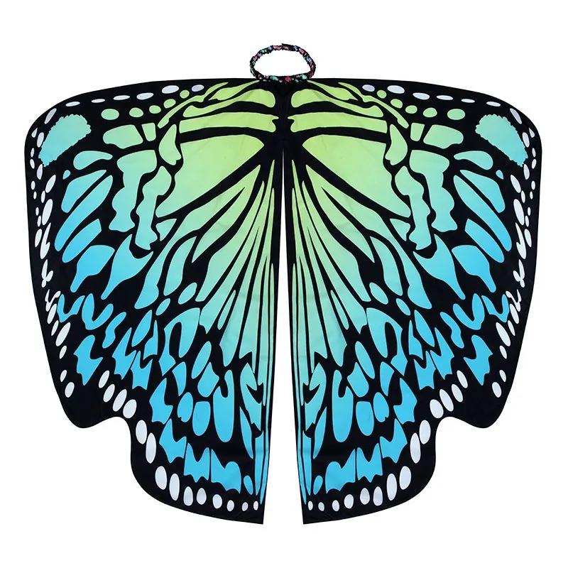Cape Étole Ailes de Papillon Arc-en-ciel Costume de Danse Fée Dames Papillon Monarque Cape Halloween Ailes de Papillon Adulte One Size blue