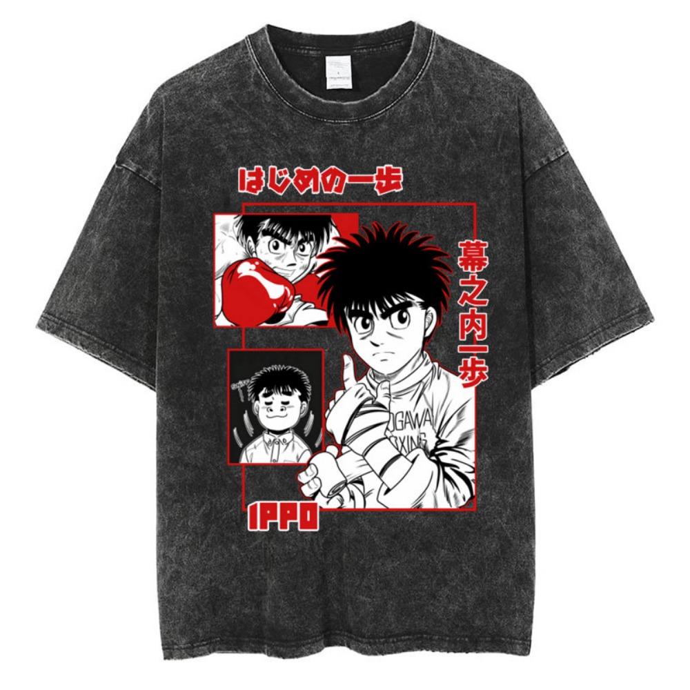 T-shirt Vintage Lavata Anime Hajime No Ippo Palestra di Pugilato Kamogawa T-shirt Harajuku Makunouchi Takamura KGB T-shirt Larga