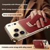 Finger Grip Hand Strap Folding Holder Plain Leather Case For iPhone 17 Pro Max/iPhone 17 Pro/17 Lens Protection Case Cover