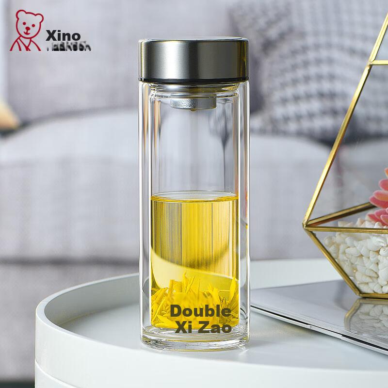 Heenoor Double-Layer Glass Cup for Men, Home And Office Use, Tea Infuser Mug, Car Water Filter Cup XN-6593 320mL