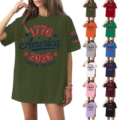 Women's Round Neck Printed Short-sleeved T-shirt Top