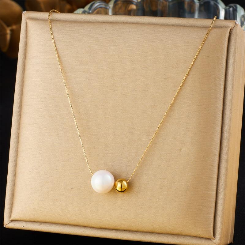 18K Gold Plated Necklace with Baroque Freshwater Pearls, Dainty Pearl Chain Choker, Adjustable Elegant Jewelry for Women Daily Wear Gift