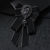 Band Handgefertigt Schleife Brosche Damen Strass Kristall Krawatte Britischer Stil Herren Anzug Hemdkragen Hochzeits Schmuck