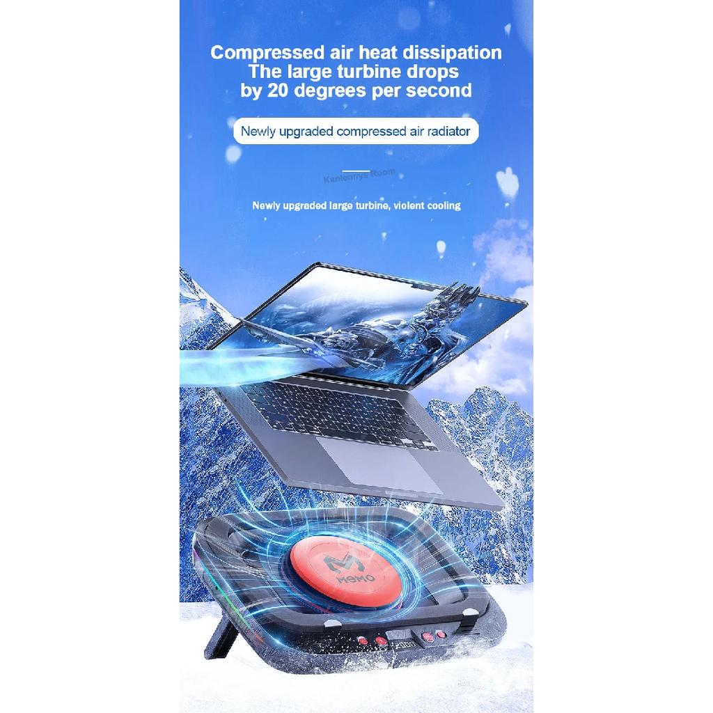 MEMO FL08 7 Angle Adjustable Notebook Powerful Fan Cooling Pad for 14-19'' Game Laptop Cooler Strong Wind Kickstand Base Bracket