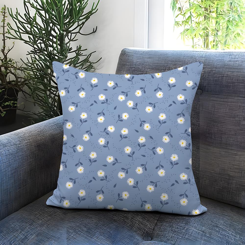 Daisy Pattern Cushion Cover Comfortable Reversible Pillow Cover Ideal for Car Sofa Bedroom  Beyond