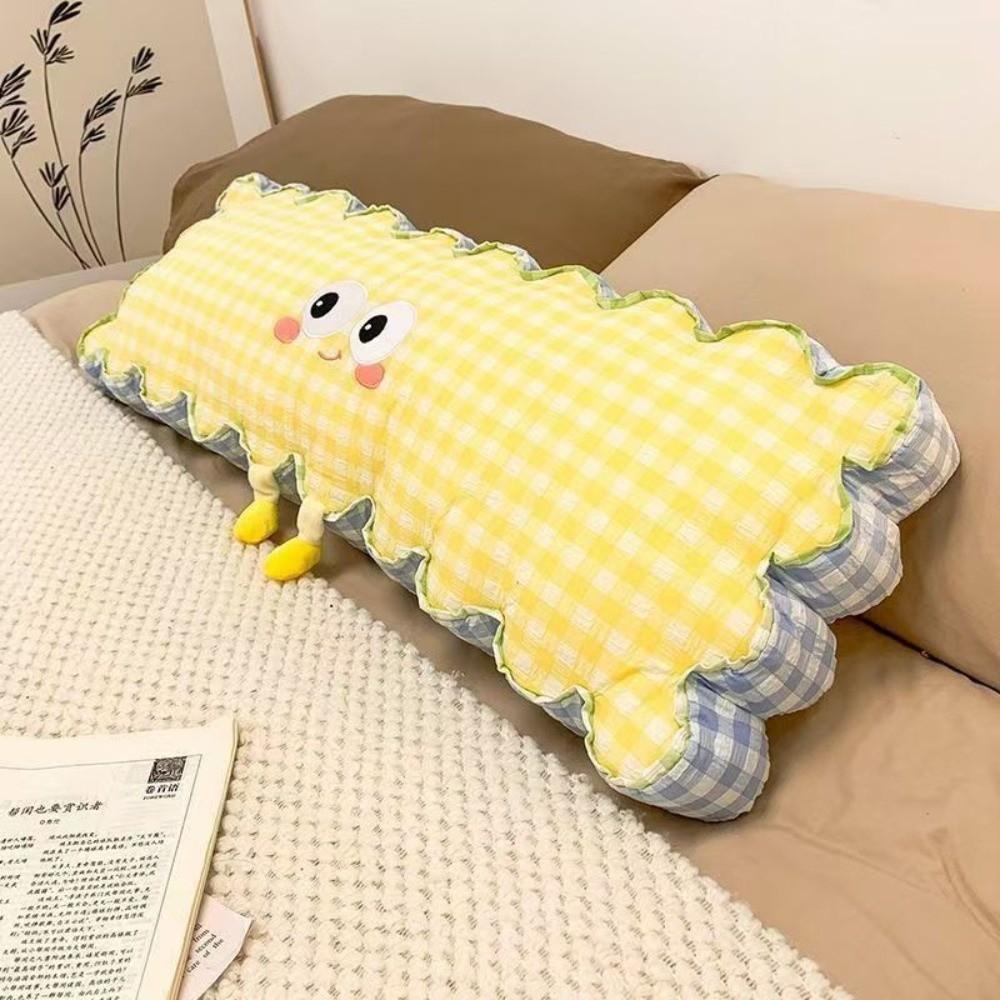Plaid Pattern Leg Clamp Pillow Cartoon Print Side Sleeping Pillow Soft Long Body Pillow  Bedroom