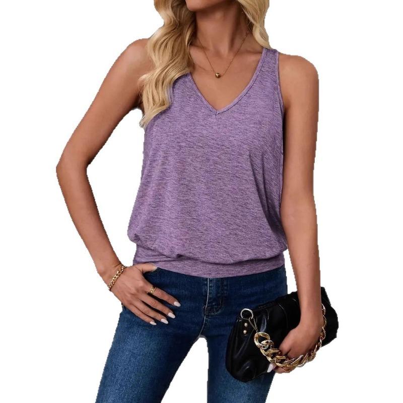 JPNTKY Women's Fashion Casual V-Neck Sleeveless Blouses & Shirts