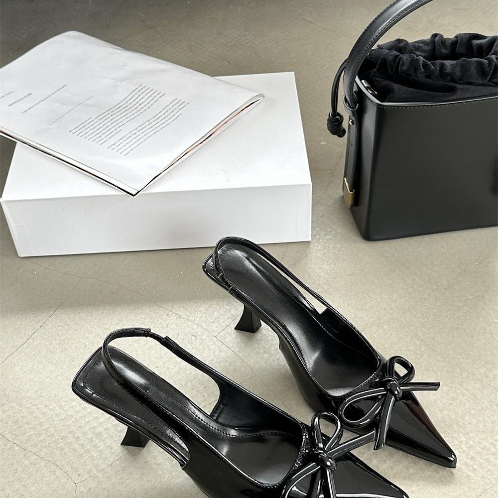 High Heels Fashion Bag Head Empty Sweet Bow Single Shoes Pointed Stiletto Sandals Women's Shoes