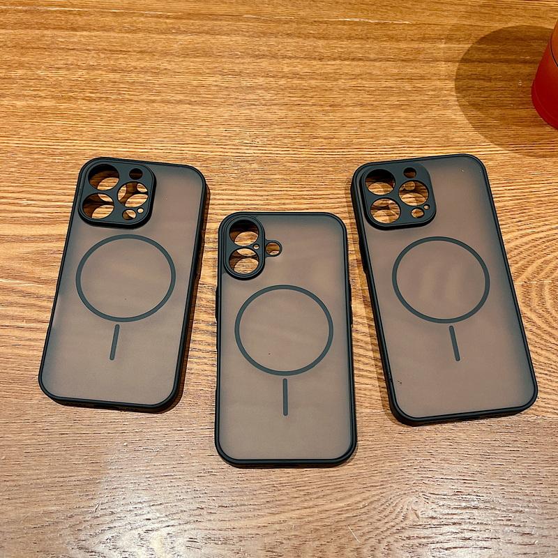 

Матовий прозорий магнітний чохол MagSafe для iPhone 16E 16 Pro 15 Pro Max 14 13 Бездротова зарядка Тонкий жорсткий ПК Ударостійкий м який край Чохол для телефону iPhone 13 Pro Max чорний