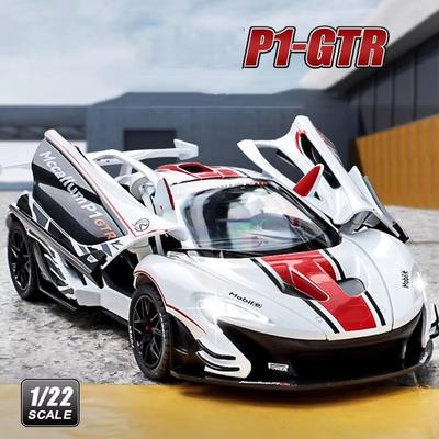 New 1: 22 Mccallum P1 GTR Alloy Car Model High Simulation Diecasts Toy With Sound and Light Pull Back Vehicles Decoration Toys