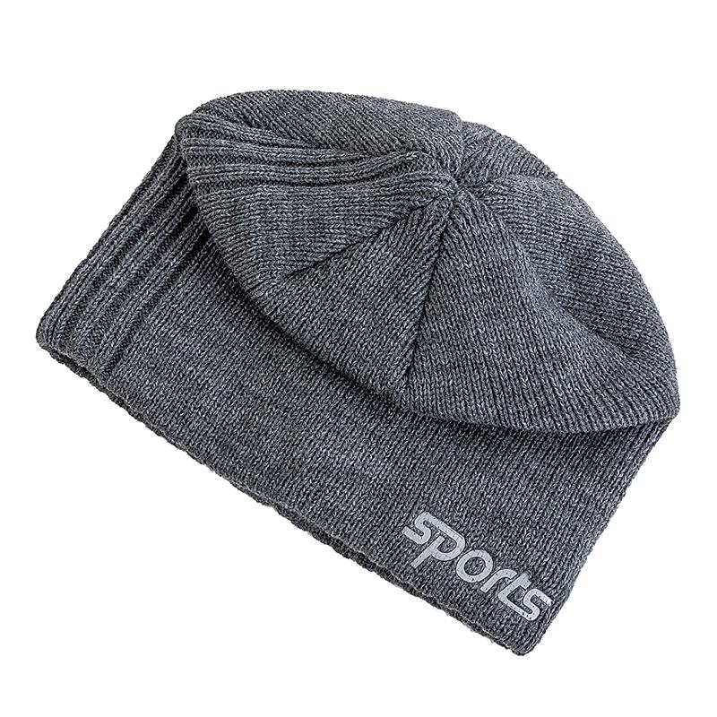 Unisex Sport Jacquard Wintermützen Mode Strickmützen für Männer und Frauen Beanie Mütze Outdoor Plüschfell gefüttert Warme Sportmützen